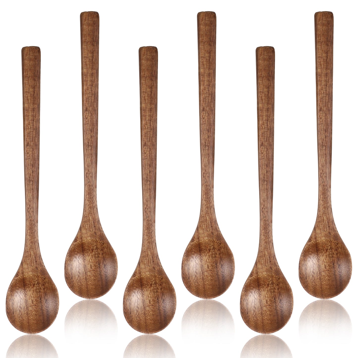 6 Pcs Small Wooden Spoons, 6.7 Inch Honey Spoon, Natural Wooden Spoons for Eating, Soup Spoon Set Wood Serving Tablespoon Teaspoon for Tea, Coffee, Hot Cocoa, Jam, Soup, Bath Salts, Stirring