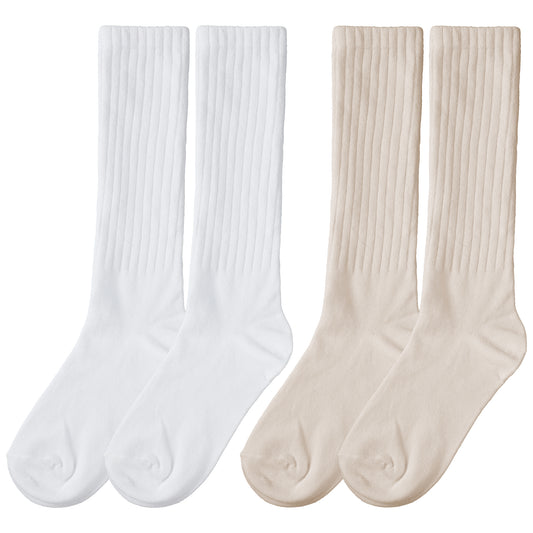 KALIONE Slouch Socks Women, 2 Pairs Scrunch Knee High Long Knit Boot Socks, Extra Long Loose Casual Socks, Thermal Socks
