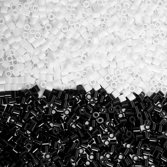 2000 Pcs Fuse Beads, Black White Melty Beads 5mm Long Plastic Fuse Bead for Crafts and Arts