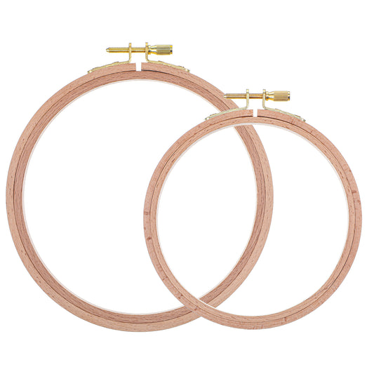 2 Pcs Wood Embroidery Hoops, Natural Beech Wood Embroidery Frame, Hanging Needlework Frame Hoop, Cross Stitch Hoop Wooden Circle for Art Craft Sewing, DIY Decoration, 2 Sizes