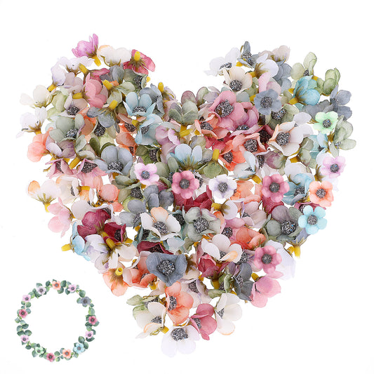 150 Pieces Artificial Flowers Crafts Mini Flowers Daisy Small Flower Heads Wedding Silk Fabric Flowers Fake Tiny Flowers Christmas Decoration Home Crown Garland Accessory Cake Flowers, Multicolor