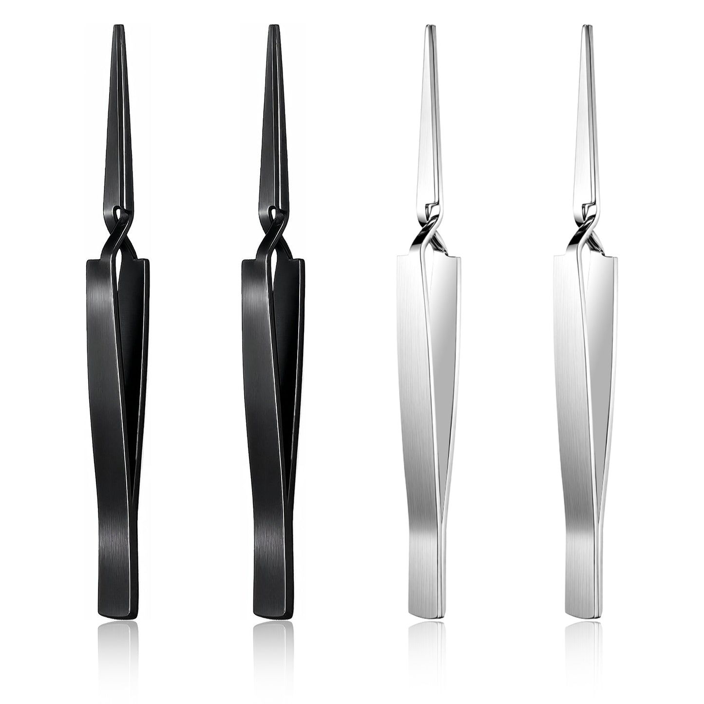 4 Pieces Reverse Tweezers, Stainless Steel Cross Locking Tweezers, Reverse Tweezer for Crafting Electronics Jewelry Making Laboratory