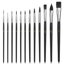 12pcs Watercolor Paint Brush Set, Professional Artist Brushes for Acrylic Painting, Soft Nylon Hair Oil Paint Brushes, Flat Round Cat's Tongue for Detail Painting Gouache Tempera Art Painting