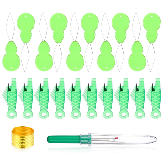 Needle Threaders, 22 Pcs Sewing Machine Needle Threader Fish Mouth Shaped Gourd Shaped Needle Threaders for Hand Sewing Quick Needle Threader Tool for Embroidery Needlework