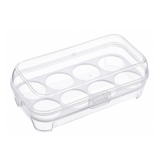 8-Grid Egg Holder Storage, Egg Storage for Kitchen, Durable Plastic EggContainer for Travel, Outdoor, And Kitchen Use, Clear White