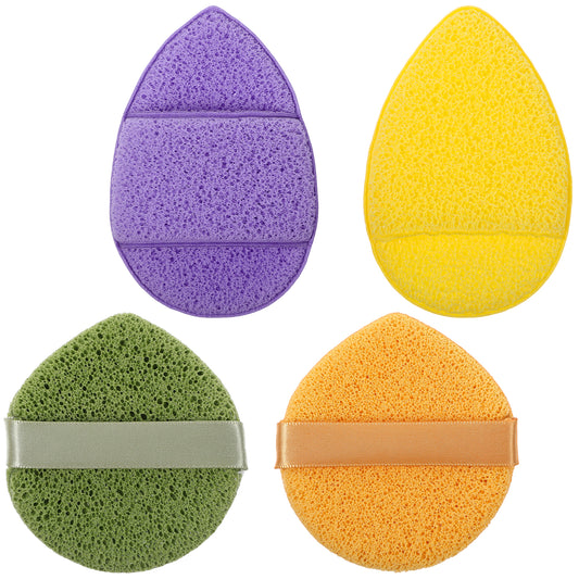 4 PCS Facial Sponge, Reusable Face Sponges for Cleansing 2 Styles Face Removal Cleansing Exfoliating Sponge for All Skin Types Deep Pore Cleansing Blackheads Daily Facial Cleanser Makeup Remover