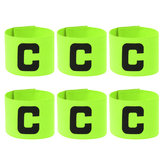 6PCS Captain Armbands, 7x33cm/2.75x13inch Black Soccer Captain Armband Adjustable Leader Armband Team Sport Armbands Football Basketball Player Band for Adult Youth Soccer Volleyball Team, Green