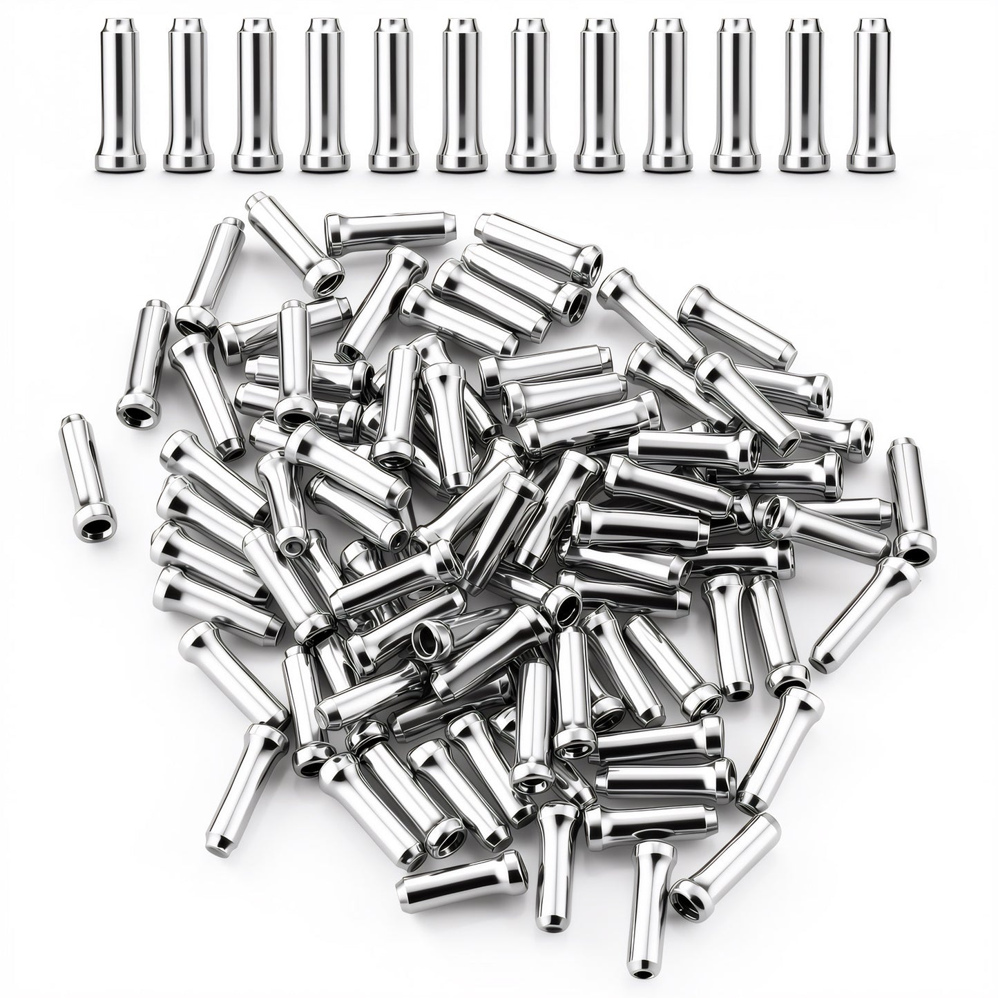 100Pcs Bike Cable End Caps, Cable End Crimps Aluminum Brake Ends Cover Cable Tips Crimps Brake Ends for Road Bike and Mountain Bicycle (Silver)