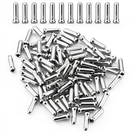 100Pcs Bike Cable End Caps, Cable End Crimps Aluminum Brake Ends Cover Cable Tips Crimps Brake Ends for Road Bike and Mountain Bicycle (Silver)