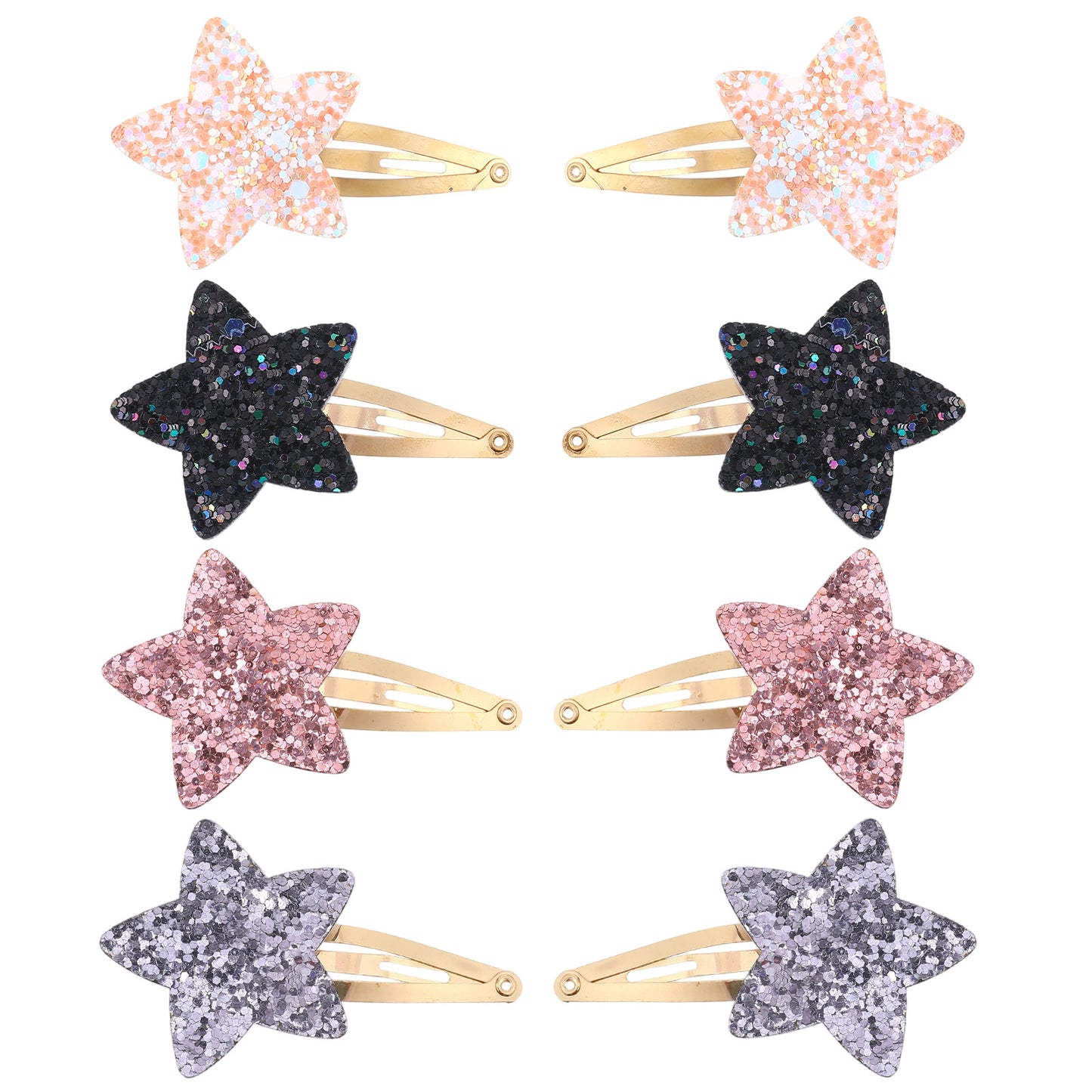 8 PCS Star Hair Clips Cute Metal Sparkly Stars Hair Pins, Multicolor Non-Slip Fashion Hairs Pins with Glitter, Y2K Hairs Accessories for Toddler Women Girls, Party Gift Supplies