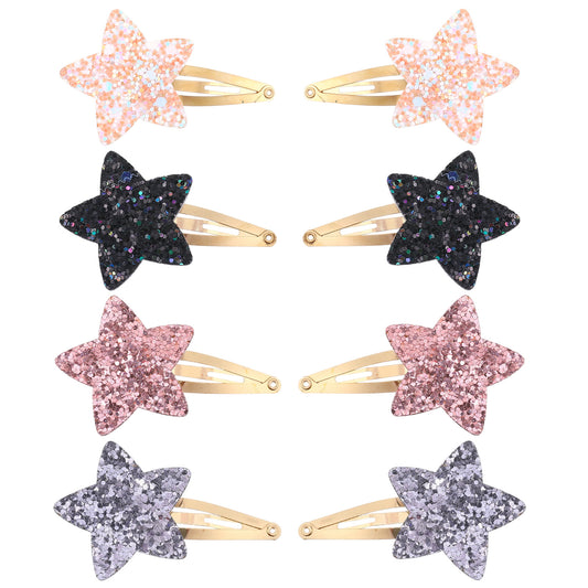 8 PCS Star Hair Clips Cute Metal Sparkly Stars Hair Pins, Multicolor Non-Slip Fashion Hairs Pins with Glitter, Y2K Hairs Accessories for Toddler Women Girls, Party Gift Supplies