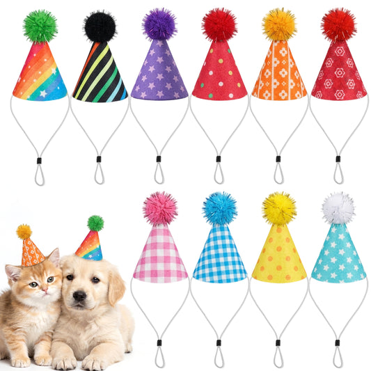 Jxiwfvl 10 PCS Mini Party Hats for Stuffed Animals Cat Dog Birthday Hat