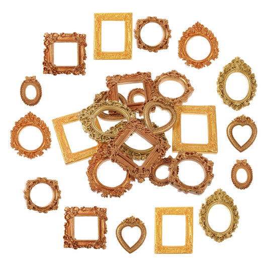 14PCS Vintage Mini Picture Frames, Mini Resin Photo Frame Antique Small Photo Oval Rectangle Vintage Picture-Frame Wall Hanging Photography Photos Baroque Ornate Frame for Craft Christmas