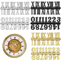 Xthrotsenk 6 Set Clock Numerals Kit Arabic and Roman Number DIY Digital Plastic Numbers for Clock Replacement Parts Accessories (Black, Gold, Silver)