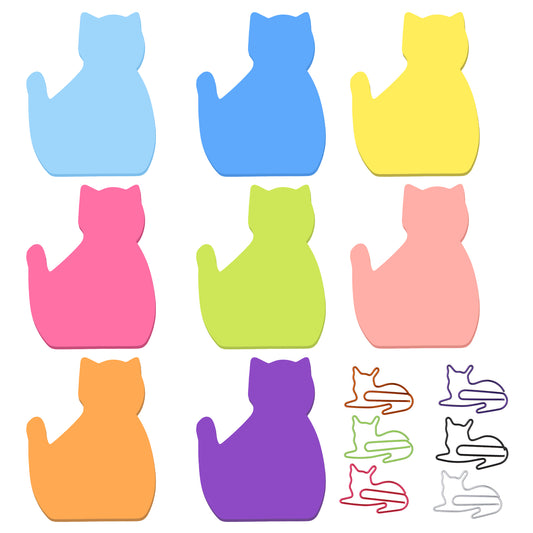 8 Pack Cute Dog Sticky Notes and 8 Pcs Paper Clips, 240 Sheets Funny Animal Sticky Notes Self-Stick Notes Index Tabs Colorful Funny Dog Shape Memo Pads Index Tab for Office Supplies (8 Colors)