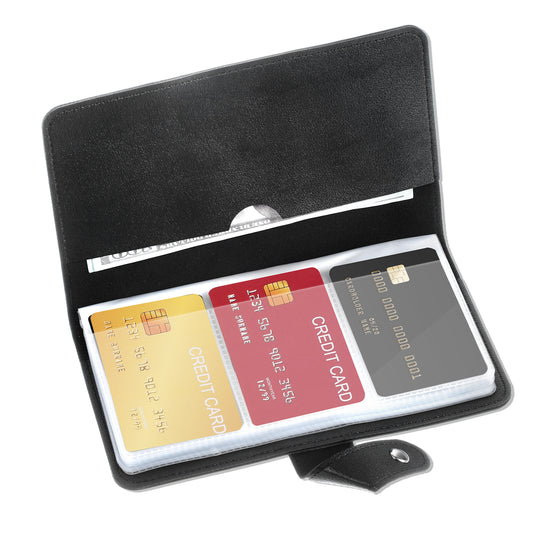 Credit Card Holder Business Card-Holder Book with 96 Card Slots Leather Business Card-Organizer for Managing Your Different Cards and Important Documents to Prevent Loss or Damage (Black)