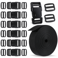 Vin Beauty Nylon Heavy Webbing Straps 5M x 25mm Black Backpack Chest Strap 8 Sets Flat Side Release Buckles and Tri-Glide Slides Clip Wide Nylon Webbing for DIY Bags Backpack Cargo Strapping