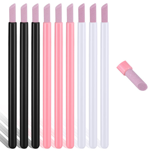 9Pcs Nail Cuticle Remover, Pumice Stone Nail Pushers 3 Colors Plastic Handle Cuticle Remover Trimmer Nails Art Pen for Household Beauty Salon Peeling Dead Skin Repairing