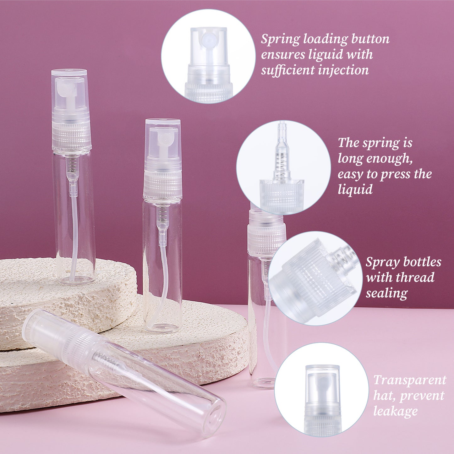 EupHHonycs 300 Pcs 5ml Mini Spray Bottles Clear Glass Perfume Bottles Refillable Fine Mist Bottle Small Empty Fragrance Sample Spray Containers Travel Portable Bottle for Cleaning, Essential Oils