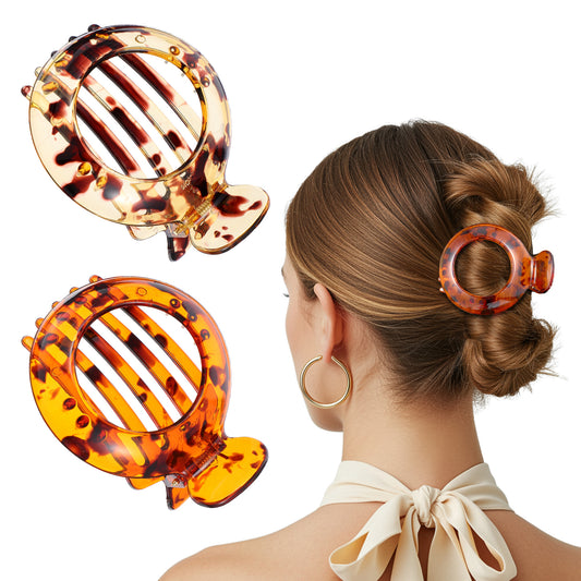 2 Pcs Hair Clip for Thin Hair, Small Non Slip Flat HairClaw Strong Hold Resilient Barrette Resilient Spring Action Clamps Hair-Barrettes Everyday Hair-Accessory Clamps for Women Girls
