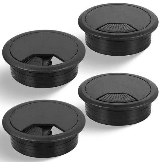 4 Pack Black Desk Grommet 2 Inch Desk Cord Hole Cover Cable Management Desk Grommet Adjustable Kit for Office PC and Home Table - Hide Wires Behind Wall