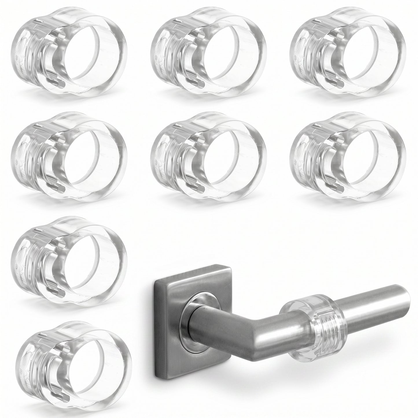 8 Pcs Door Handle Bumpers, 18mm Transparent Door Handle Protectors Invisible Door Stoppers Wall Protector for Bathroom Office Toilet, Stop Wall Furniture Damage