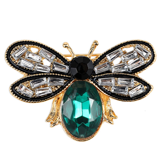 Bee Brooch Pin, Honey Bee Green Rhinestone Brooches and Pins for Women Vintage Crystal Insect Themed Lapel Pins Stylish Accessories for Women Men Party Dating Daily