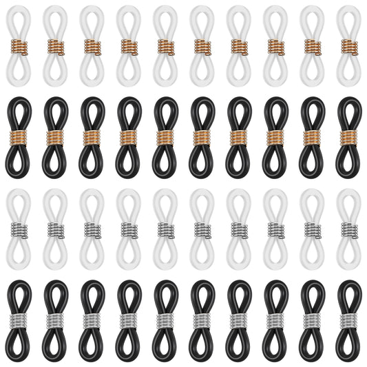 FdcLixuvol Eyeglass Chain Ends, 40 Pcs Adjustable Silicone Eyeglasses Chain Connector Anti Slip Glasses Chains Rubber Loops Eyeglass Strap Retainer for Eye Glasses Sunglasses Holder Necklace Chains