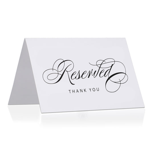20 Pcs Reserved Table Signs, 4 x 6 Inch Reserved Table Tent Card for Wedding, Double Sided White Reserved Seating Signs Tented Tables Place Cards for Party Restaurant Reception Business Meeting