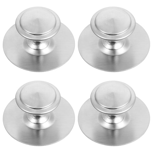 4 PCS Self-Stick Steel Drawer Knobs for Cabinets Stainless Steel Silver Knobs with Adhesive Mounting Screws, Instant Cabinet Handles Pulls No Punching Peel and Stick Knobs Drill Free for Kitchen Glass