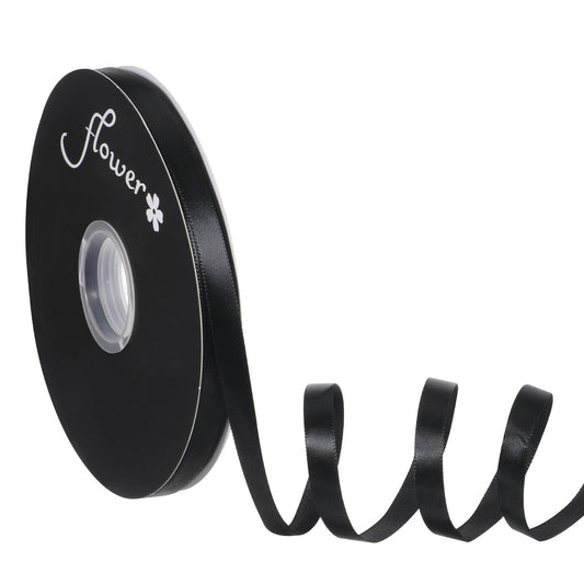 Double Ribbon Black 2/5 Inch 80 Yards, Thin Black Ribbon Satin Ribbons for Gift Wrapping Balloons Cake Crafts Hair Ribbons Bows Bouquet Floral Arrangementwedding Decoration