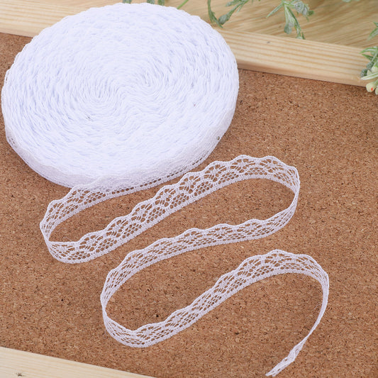 27M White Lace Ribbon Roll 15cm Wide Sewing Lace Ribbon Flower Fabric Lace Ribbon Trim Roll Lace Trim Sewing Crafts Lace for Wedding Decoration, Bouquet, and Gift Packaging