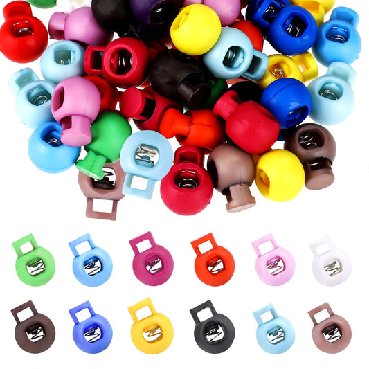 Mozeat Lens Small Plastic Cord Lock for Paracord, 50 PCS Plastic, Spring Loaded, Versatile for Shoelaces, Backpacks, Tents, Drawstring Bags, etc.