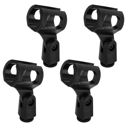 4 PCS Mic Holder, Black Adjustable Microphone Clip Universal Small Wireless Performance Microphone Holder Accessories for Mic Stands Recording Handheld Microphone (Inner Diameter 0.99in)