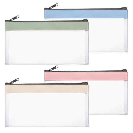 4 Colors Money Bags With Zipper 7.8 × 4.1 inch Money Pouch Cash Envelopes Money Pouch Clear Bank Deposit Coin Bag Bank Deposit Bags Cash Bag Coin Bag for Collectors, Multi-Purpose Check Wallet