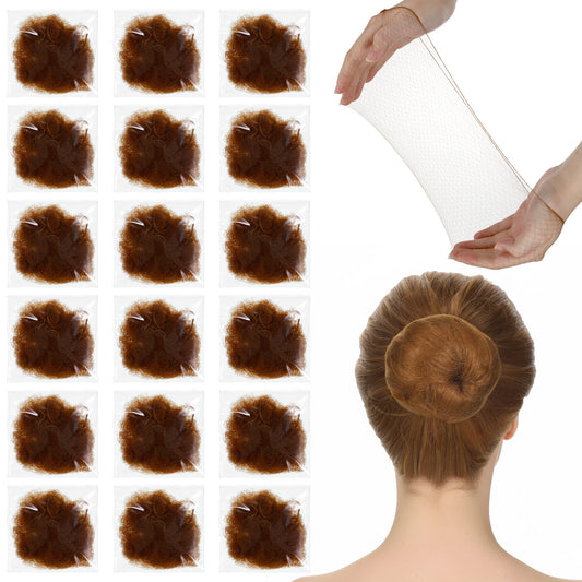 Hair Nets, 35 Pcs Invisible Hair Net for Buns, 20 Inch Nylon Elastic Lightweight Mesh Wig Nets Hairnet Hairs Accessories for Women Men Ballet, Food Service Workers, Kitchen Daily Styling (Brown)