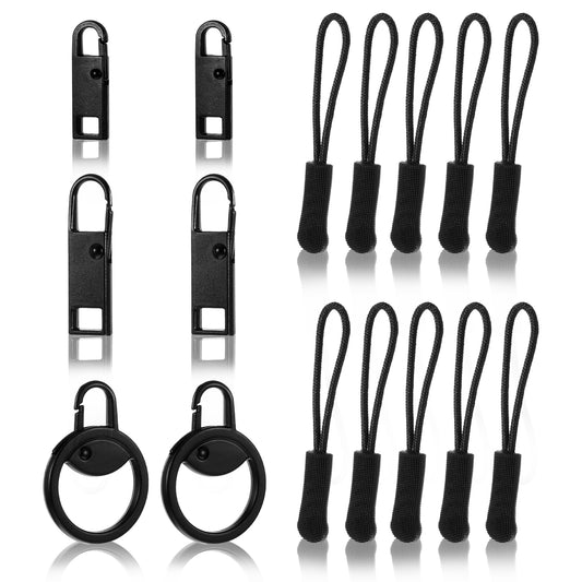16PCS Zipper Pull Universal Zipper Pull Replacement Kit, Zipper Tag Cord Pull Extension Zipper Tab Replacement Pull for Backpack Jacket Handbag Luggage Backpacks Jackets Purses Boots Pants Tents