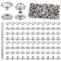 200PCS Press Studs Snap Fasteners, 15mm Heavy Duty Canvas Snap Button Metal Snaps Buttons Press Studs with 1PCS Setting Tool for Clothing Leather Boat Cover Fabric