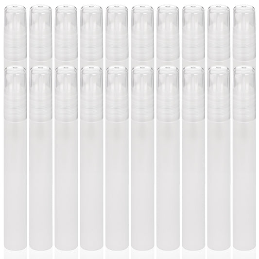 SynHHergyx 20 Pack 10ml Mini Spray Bottle Fine Mist Refillable Perfume Bottle Plastic Empty Sample Bottle Atomizer, Small Portable Travel Sample Containers