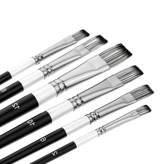 Filbert Paint Brushes Set, 6 Pcs Synthetic Paint Brush Artist Paintbrushes for Acrylic Oil Watercolor Gouache Art Painting Nylon Hair Art Paint Brush Professional Painting Kits