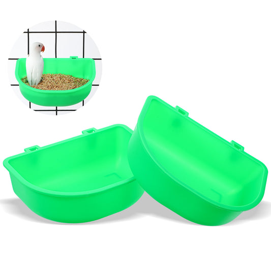 2 PCS Rabbit Cat Dog Hanging Feeder Waterer, 5.7 × 4.3 × 2.3inch Green Rabbit Feeders for Cages Chicken Birds Feeders Hanging Universal Rabbits Food Bowl Feeding Dish for Plastic Kennels Small Pets