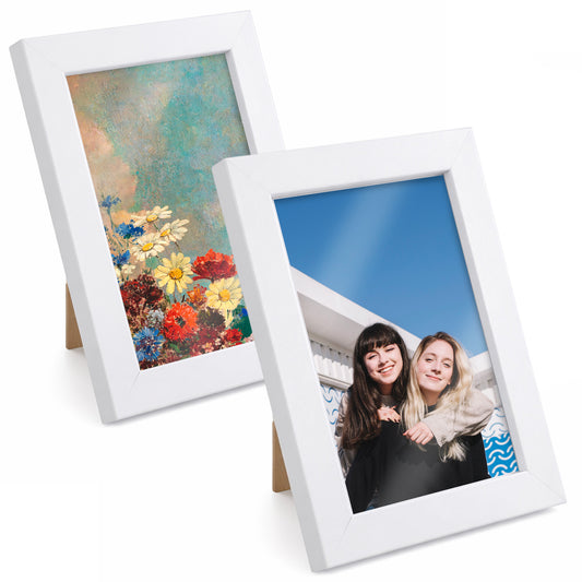 3.5 X 5 Photo Frame, 2 Pack White 5x3.5 Picture Frame for Tabletop and Wall