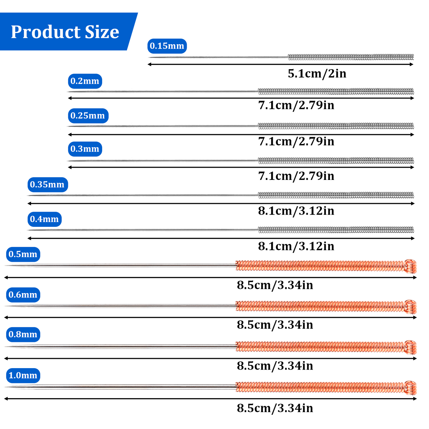 10Pcs 3D Printer Nozzle Cleaning Kit Needles, Stainless Steel Nozzle Unclogger No Clogger Welding Tip Cleaner Tools Accessories for Drills, (0.15, 0.2, 0.25, 0.3, 0.35, 0.4, 0.5, 0.6, 0.8, 1.0mm)