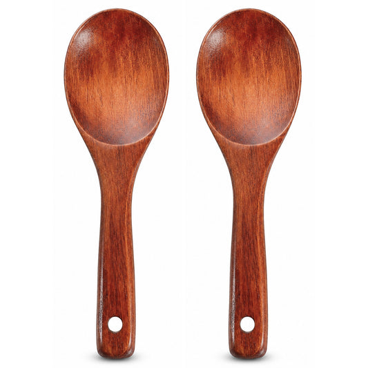2 Pieces Natural Wooden Rice Spoon 9 Inch Wooden Cooking Spoons Large Wooden-Mixing Spoons Non-Stick Rice Paddle Rices Scooper Heat Resistant Wooden-Kitchen Utensils for Cooking Mixing Salad