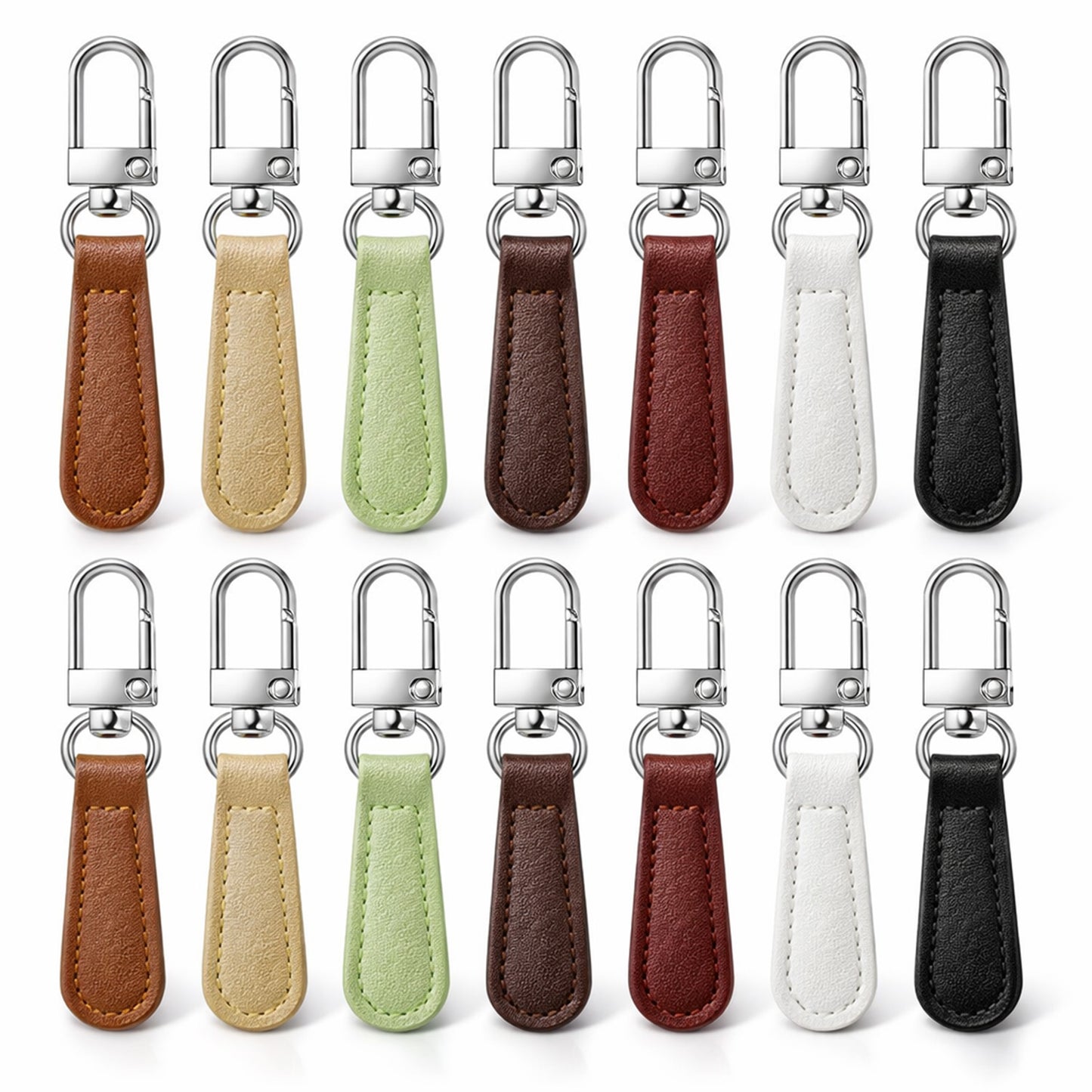 14 Pcs Leather Zipper Pull Replacement, Detachable Leather Handle Zipper Repair Tab for Jackets, Wallets, Handbags, Backpacks, Suitcases, Luggage (7 Colors)