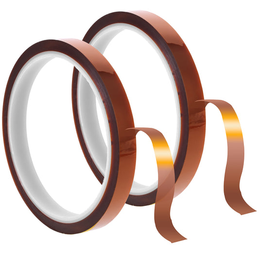 2Rolls 10mmx33m(108ft) Heat Tape High Temperature Heat Resistant Tape Heat Transfer Polyimide No Residue Thermal Insulation Shield Tape with Silicone Adhesive for Electronics Soldering Circuit Board