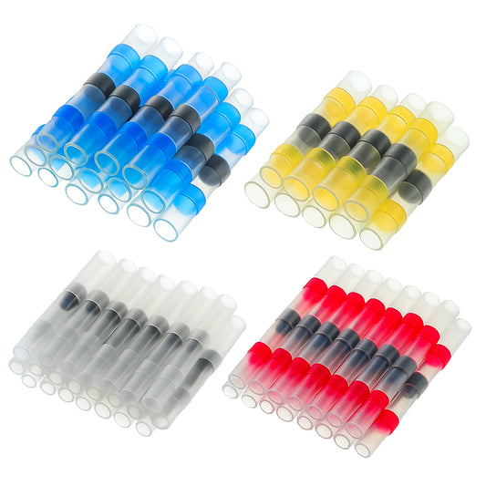 120 PCS Heat Shrink Wire Connectors, Solder Seal Wire Connector, WireConnectors Kit, Butt Connectors HeatShrink, Solder Connector with Heat Shrink for Marine Automotive Boat WireJoint