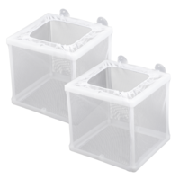 2 Pack Fish Incubator Mesh Box Aquarium, 6.3" x 5.51" x 5.91" Breeder Box for Fish Tank White Nylon Mesh Fish Breeder Box for Aquarium Juvenile Fish Separation Net Fish Fry Hatchery with Suction Cups