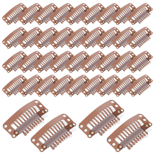40 Pcs 32mm Hairpieces Snap Clips 9-teeth Clips for Hair Extension