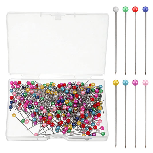 Straight Pins Sewing Pins, 300 PCS Straight Quilting Pin with Colored Ball Glass Head Dressmaker Pin Glass Head Fabric Pinss for Fabric Dressmaker DIY Decoration Craft Project, Long 1.3 Inch